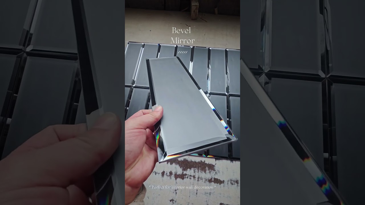 Modern grey bevelled glass mirror tile #glass #tiles #mirror #walldecor #interiordesign #bathroom