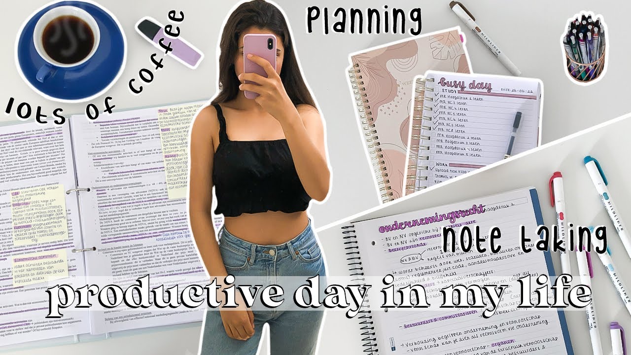 STUDY VLOG |  VERY productive day in my life | studying notes, lectures, workout, THAT girl things☁️
