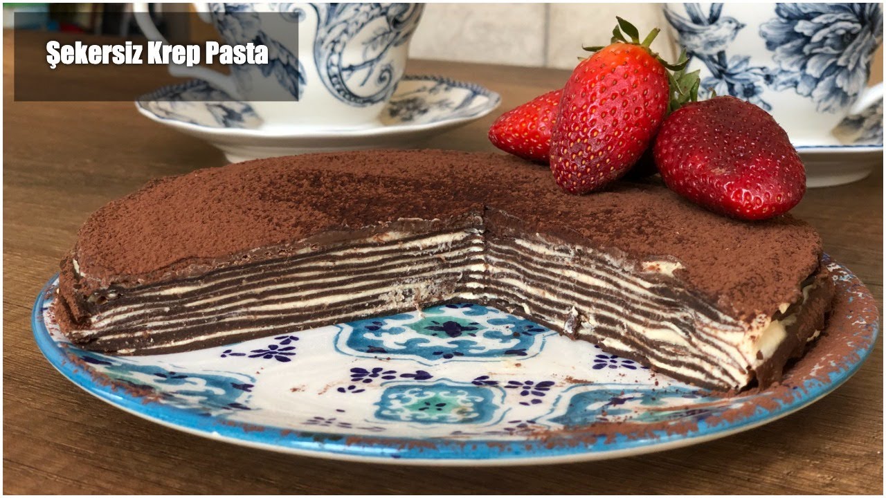 Rafine Şekersiz Krep Pasta | Fırınsız Pratik Tatlı Tarifi | Diyet Pasta