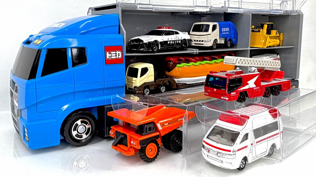 ASMR 10 Types Working Cars Tomica｜Popular Vehicles Unboxing & Organizing into Tomica Convoy 