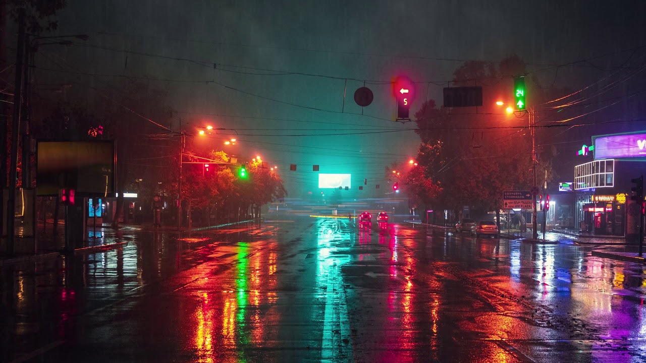 Chilout Rain at A Quiet Intersection ASMR HD Live Wallpaper
