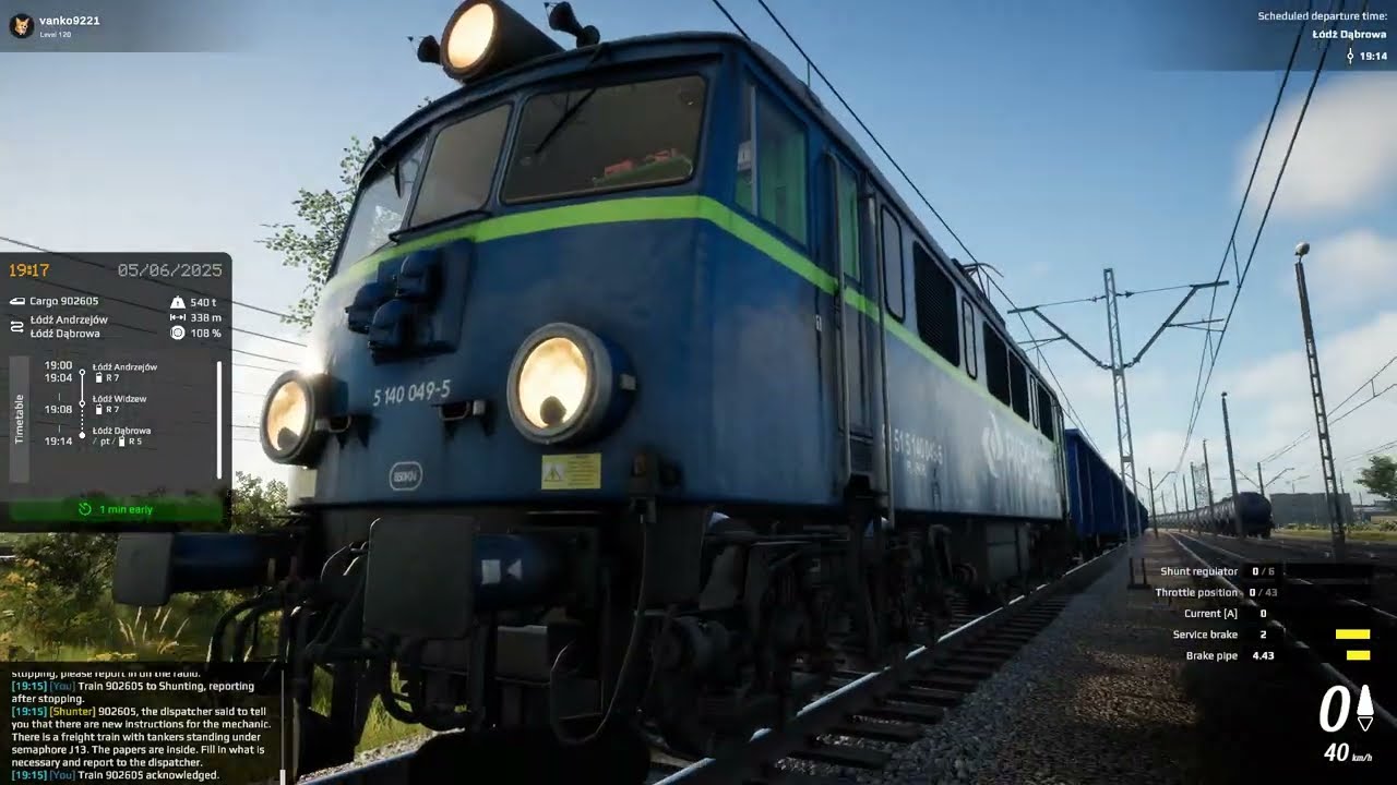 Simrail: drive freight train betwen Łódź Andrzejów-Łódź Dąbrowa-Mikołajów