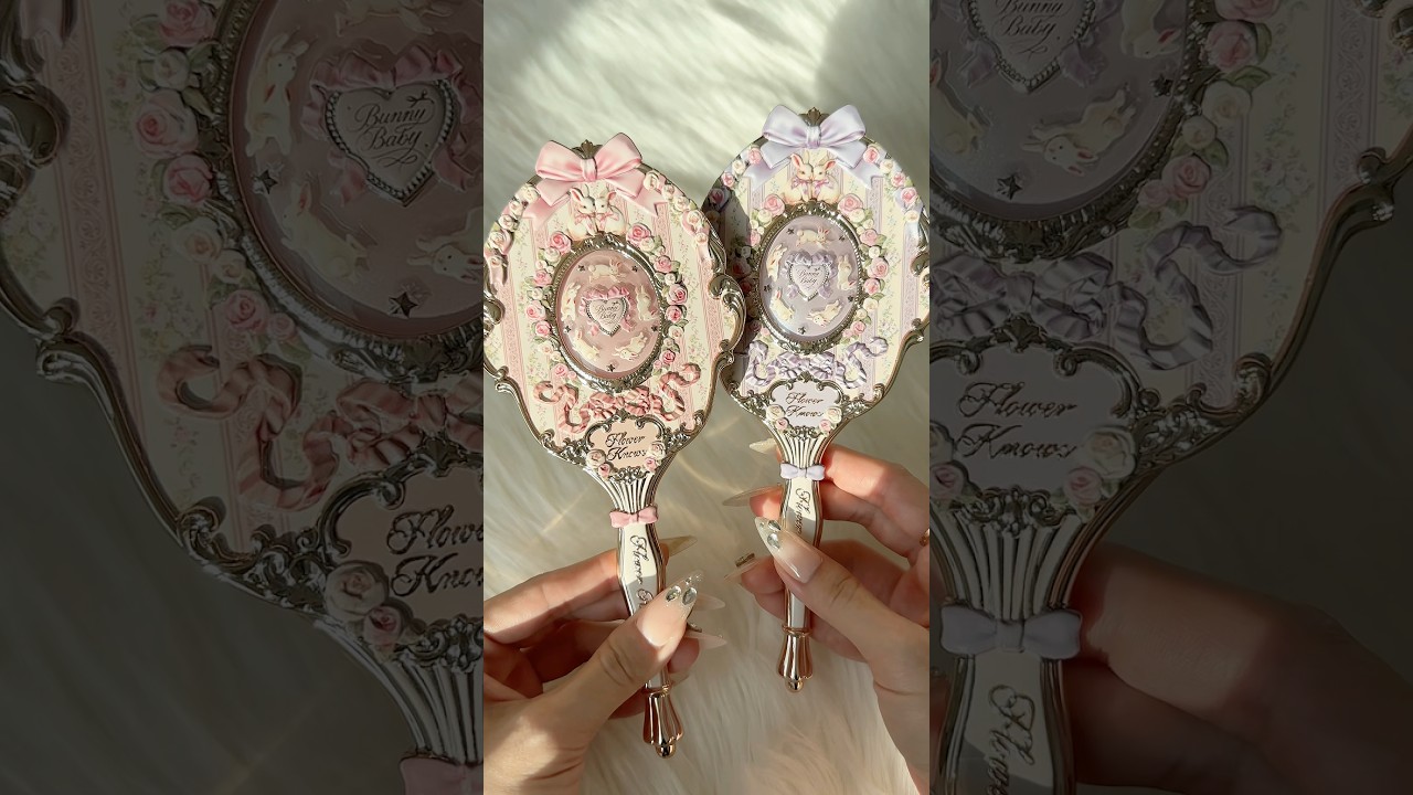 prettiest hand mirror 🐰🪞✨ #flowerknows #flowerknowsmakeup #makeup #aesthetic #cosmetics