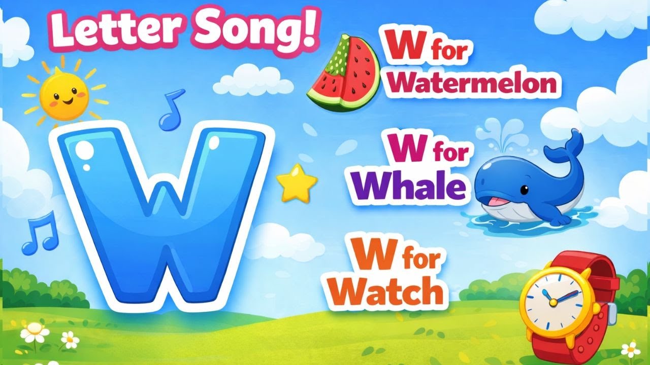 W for Watermelon 🍉 | W for Whale 🐋 | W for Watch ⌚ | Alphabet Song for Kids (NO MUSIC)