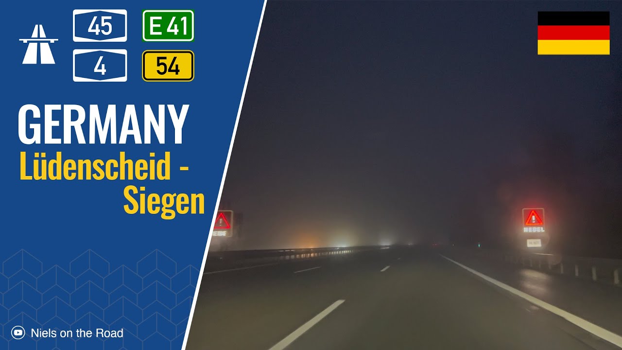 Driving in Germany: Autobahn A45 E41 & A4, B54 from Lüdenscheid to Siegen