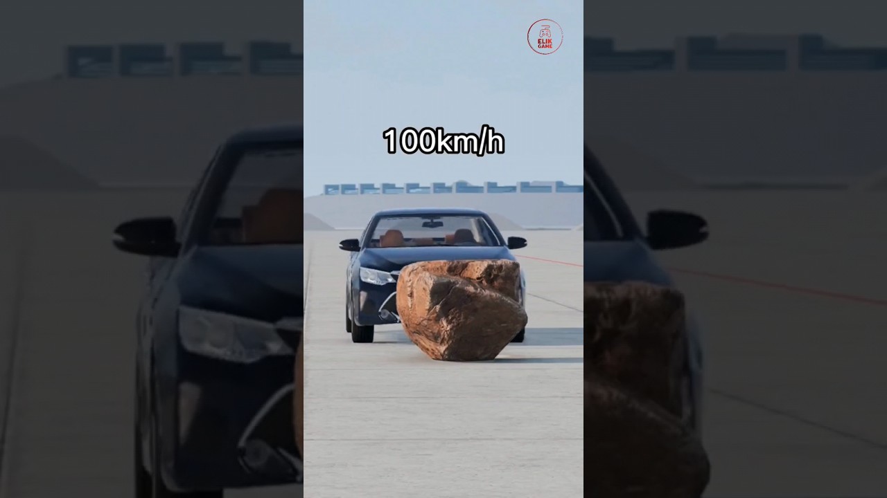 Toyota Camry crash test with stone in different speeds #beamng #beamngdrive #crash #toyota #shorts