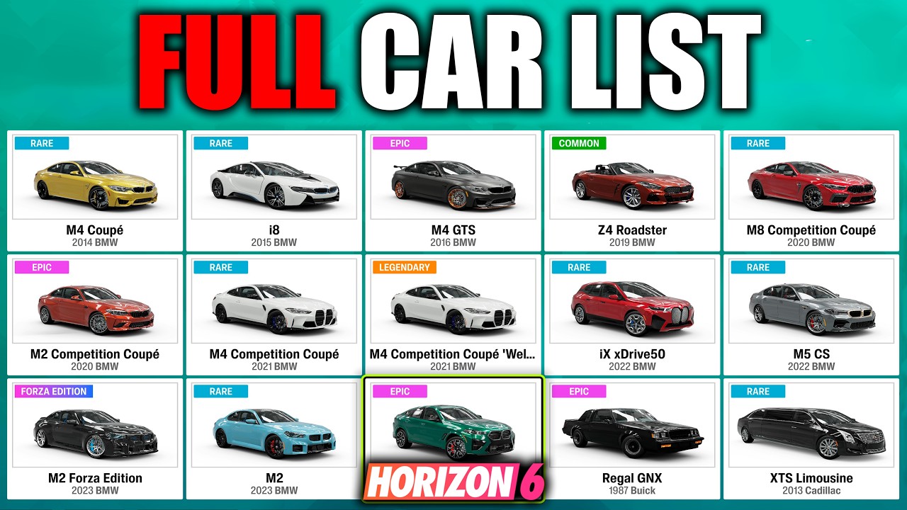 Forza Horizon 6 - Full Car List (All Car Collection)