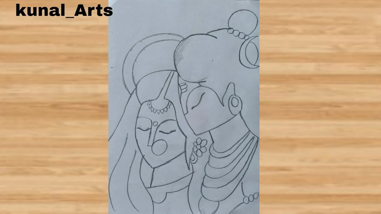 Lord shiv parvati drawing, mahashivratri special drawing for beginners 