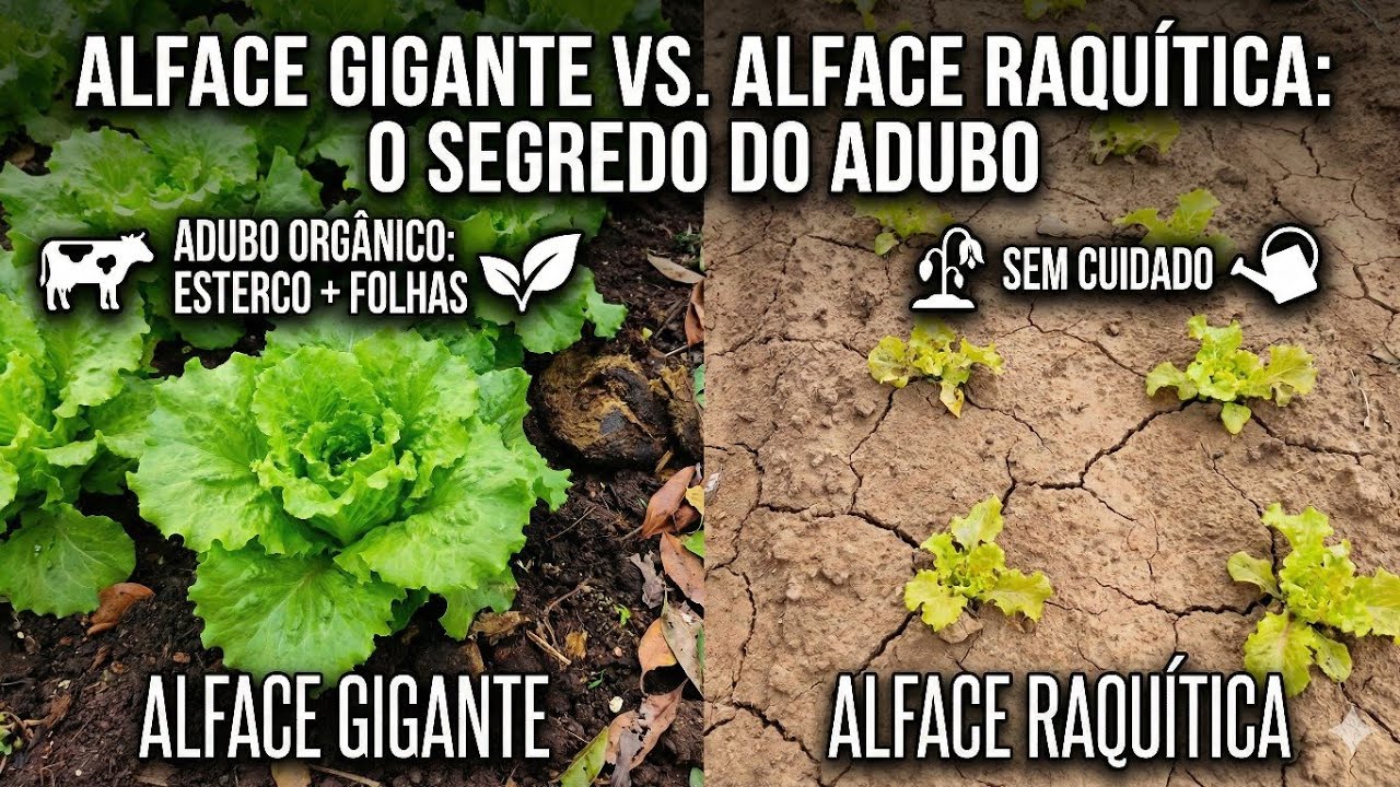 Horta Orgânica Turbinada 💥 Alfaces Gigantes com Esterco de Plantio e Cobertura alface gigante 