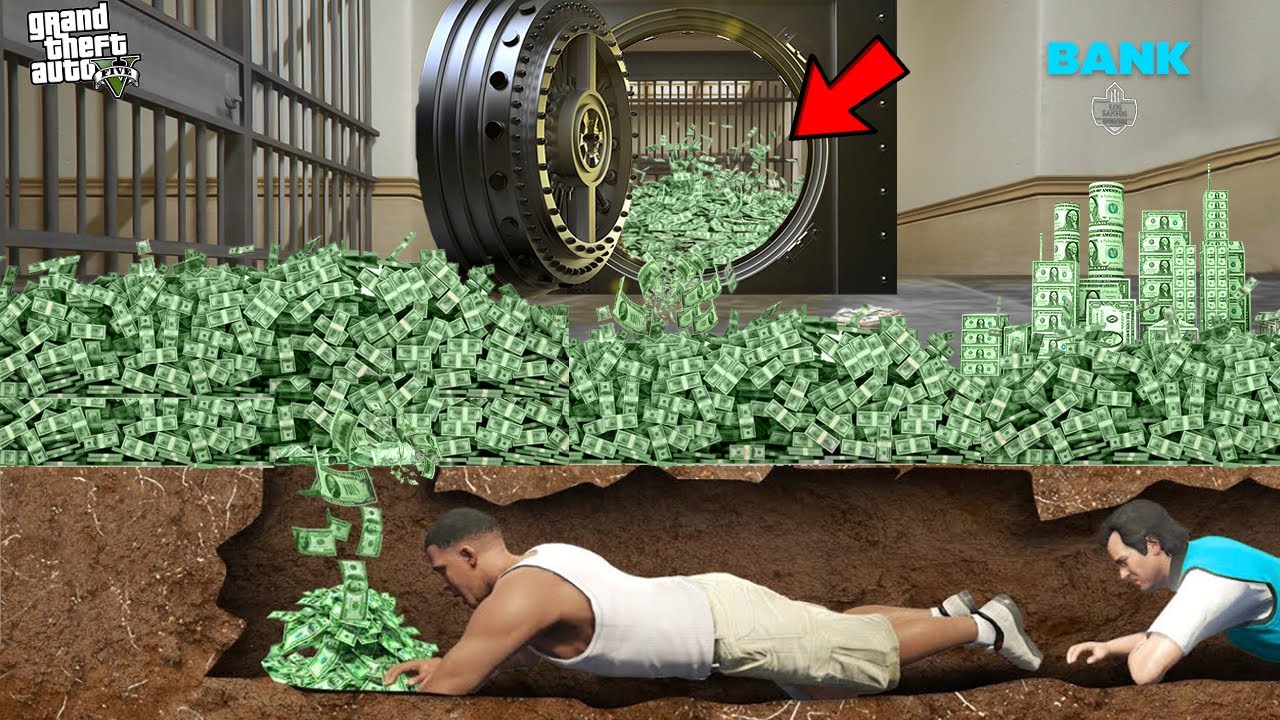 Franklin Robbing Bank From Underground in GTA 5 !