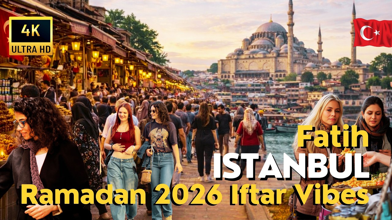 🇹🇷 Ramadan in Istanbul Turkey 2026 | Fatih 4K Walking Tour Iftar time Ramadan Market, Lights, Crowds