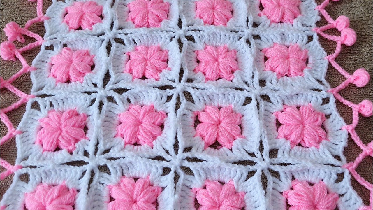 Crochet Square Thalposh, woolen table mat, Table cover, Crochet pattern, tutorial, thalpos