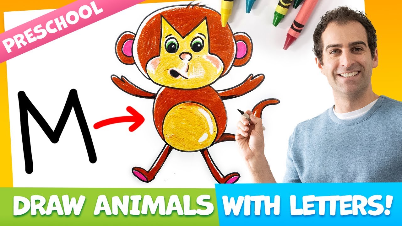 How to Draw a MONKEY with the Letter 'M! &ndash;&nbsp;PRESCHOOL