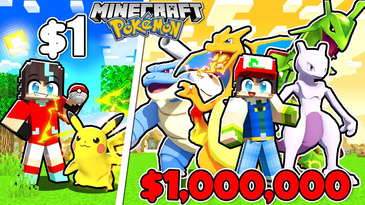 POKEMONS de $1 vs $1,000,000 en Minecraft!😱
