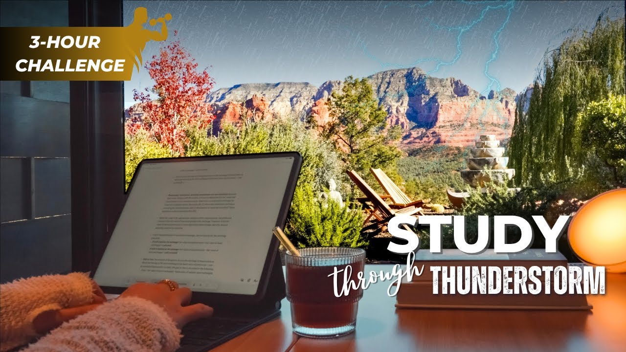 3-Hour Study With Me &bull; Epic Thunderstorm for Deep Focus ⚡ Pomodoro 25-50-50-25 &bull; feat. Brain.fm