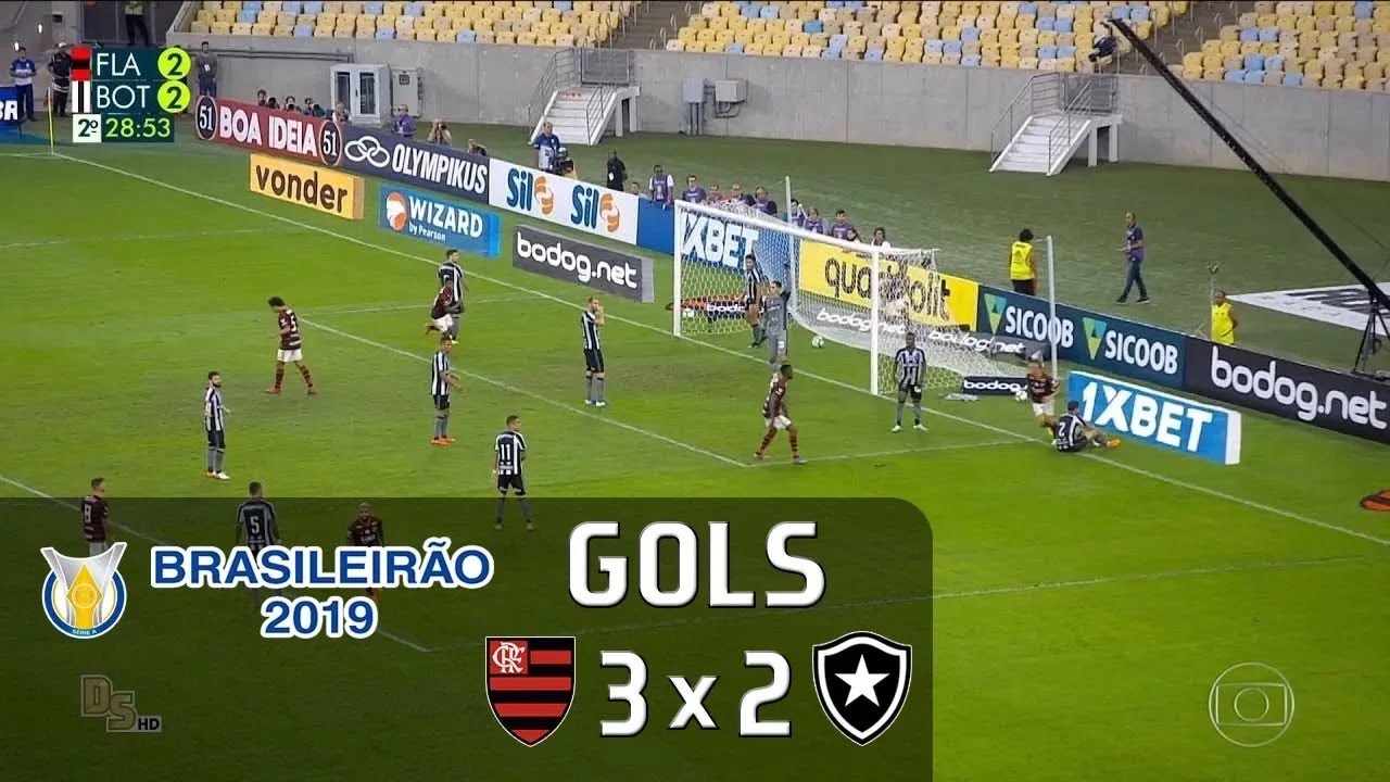 Gols - Flamengo 3 x 2 Botafogo - Brasileirão 2019