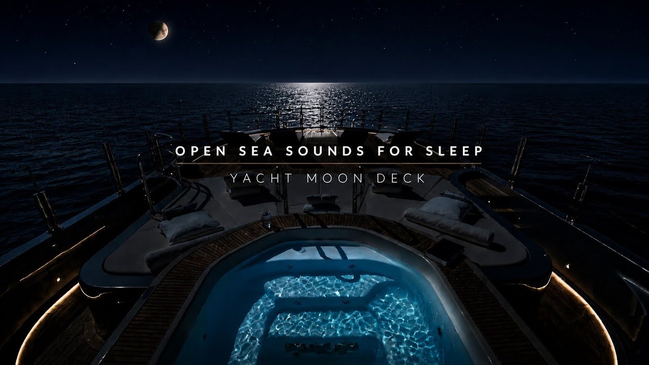 𝙢𝙞𝙙𝙣𝙞𝙜𝙝𝙩 𝙫𝙤𝙮𝙖𝙜𝙚 №·II ⚓ Open Sea Yacht Moon Deck · Ocean Sounds · Sleep, Calm, Relax · Ambience · 8HR