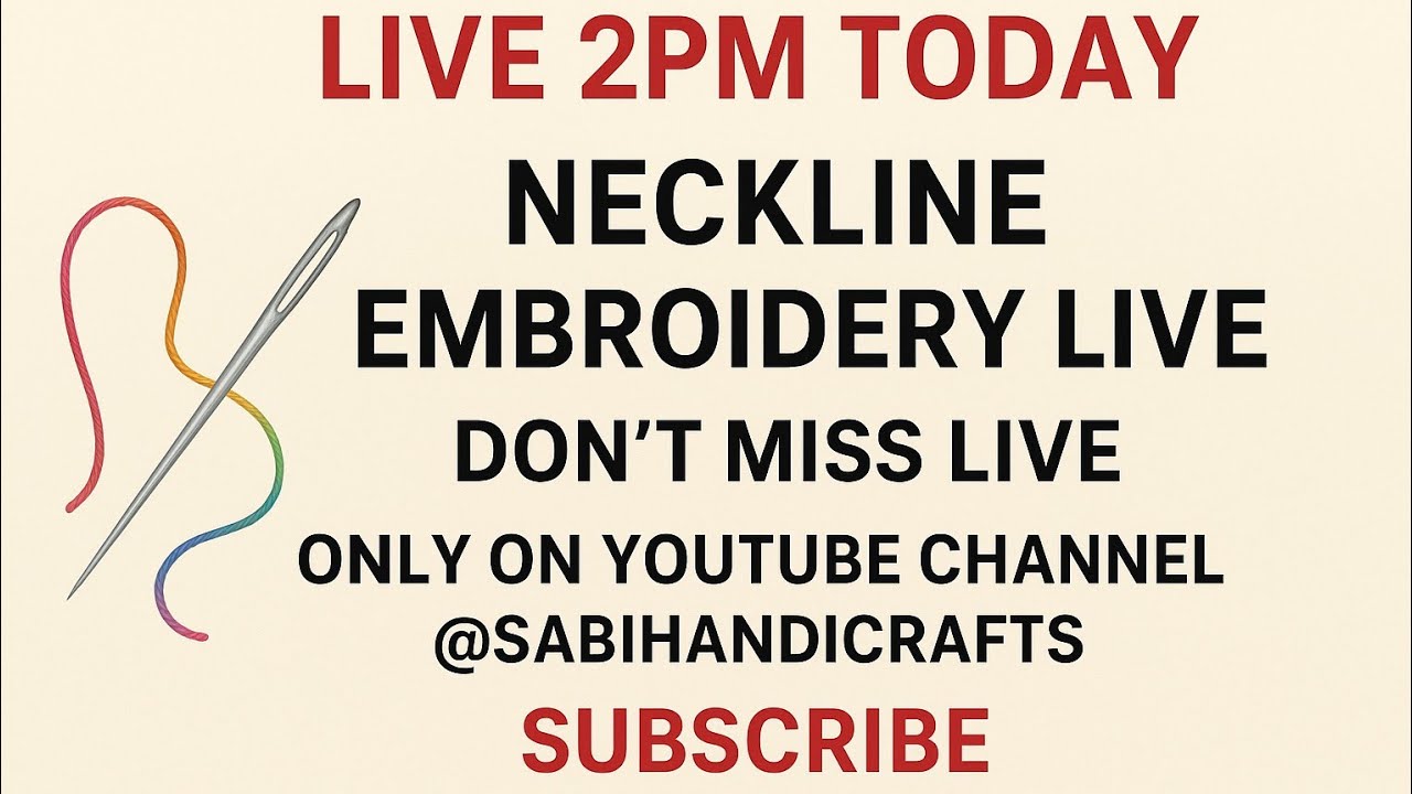 LIVE Hand Embroidery Neckline Design | Easy Kurti Neck Embroidery | @sabihandicrafts #live