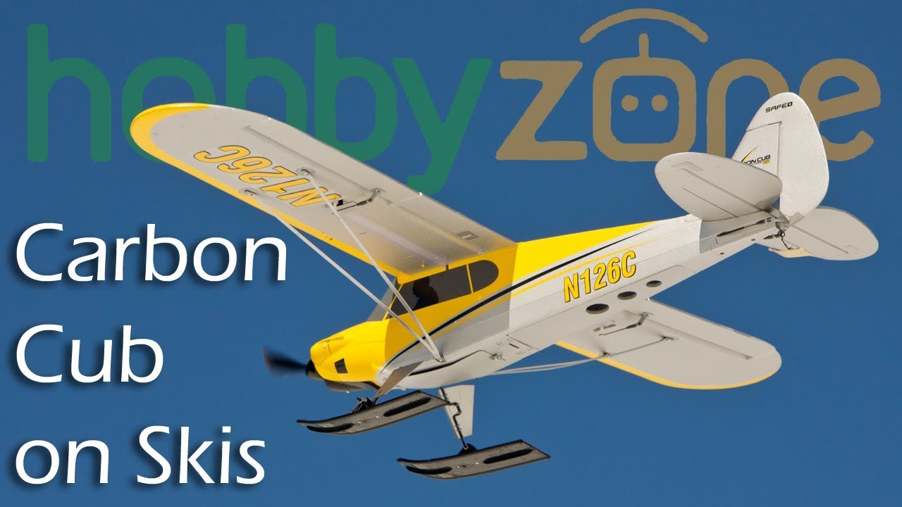 Hobbyzone Carbon Cub S+ on Snow Skis
