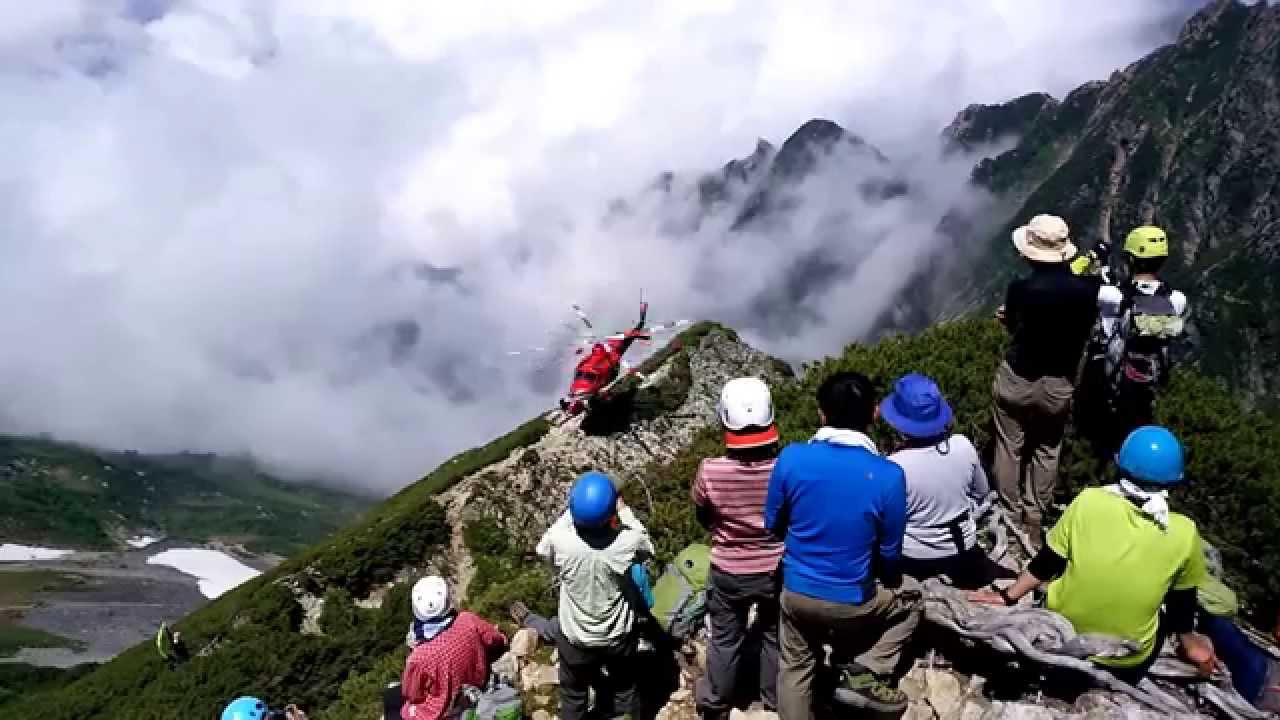 早月尾根　ヘリ救助