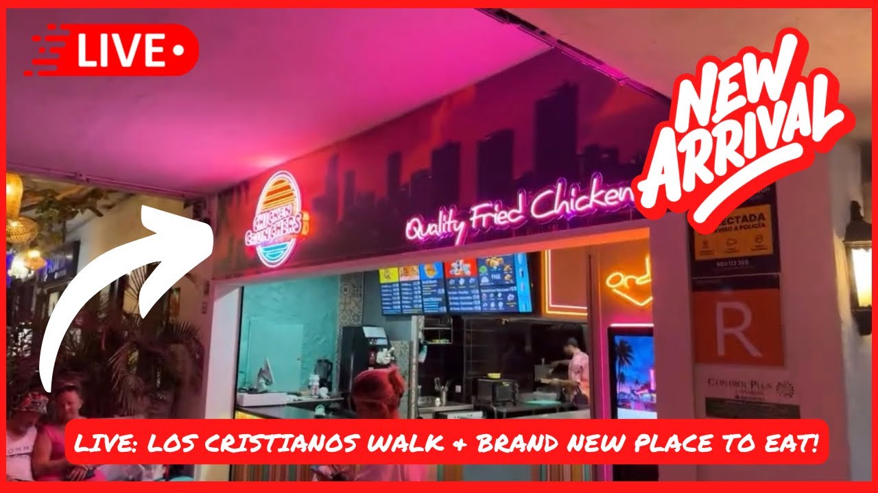 🔴LIVE: BRAND NEW in Los Cristianos- Beachfront walk, Food & Buddies Bar Tenerife South ☀️