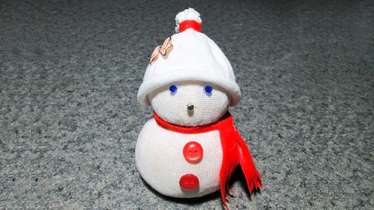 Snowman from the sock for 5 minutes without sewing. Crafts for the New Year