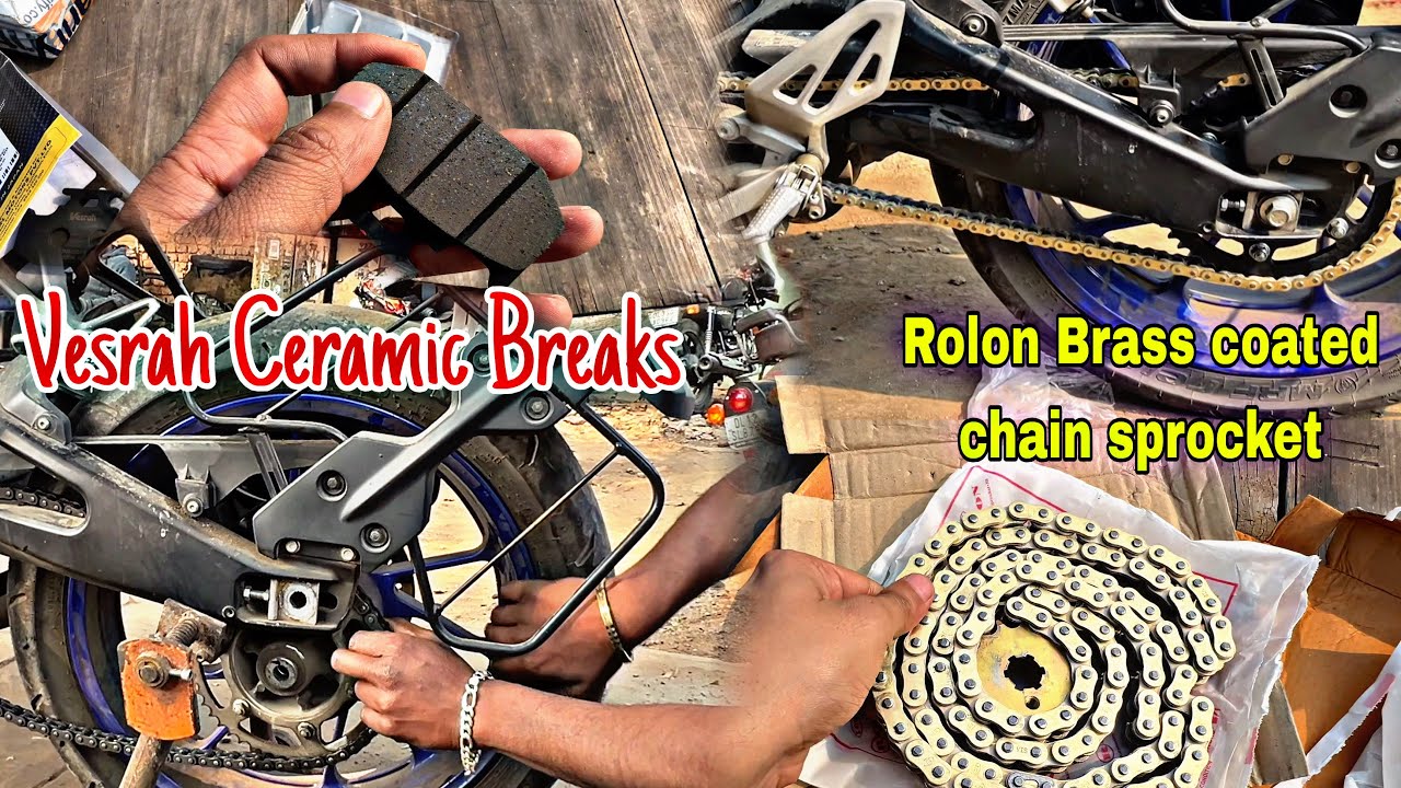 Rolon Brass Chain Sprocket for R15 V4 || Vesrah Ceramic Break pads for R15 V4 