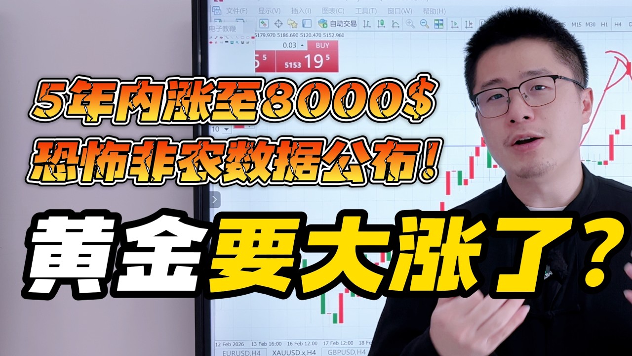 华尔街预测黄金5年内涨上8000美元！恐怖5星非农数据今晚公布！黄金要大涨了吗？