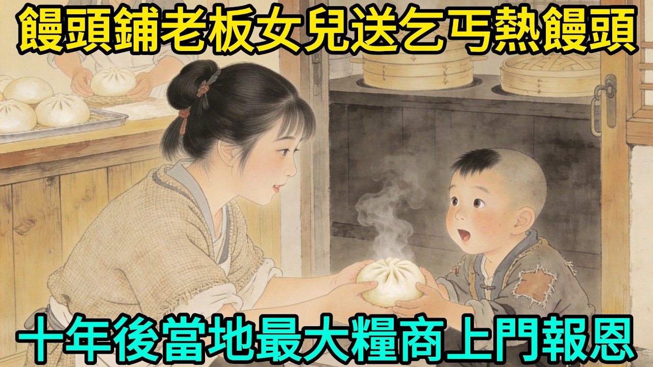 饅頭鋪老板女兒總是偷偷送8歲小乞丐熱饅頭，十年後，當地最大糧商帶萬箱黃金守在店門口：讓你久等了！#民間故事 #故事頻道 #感人故事 #情感