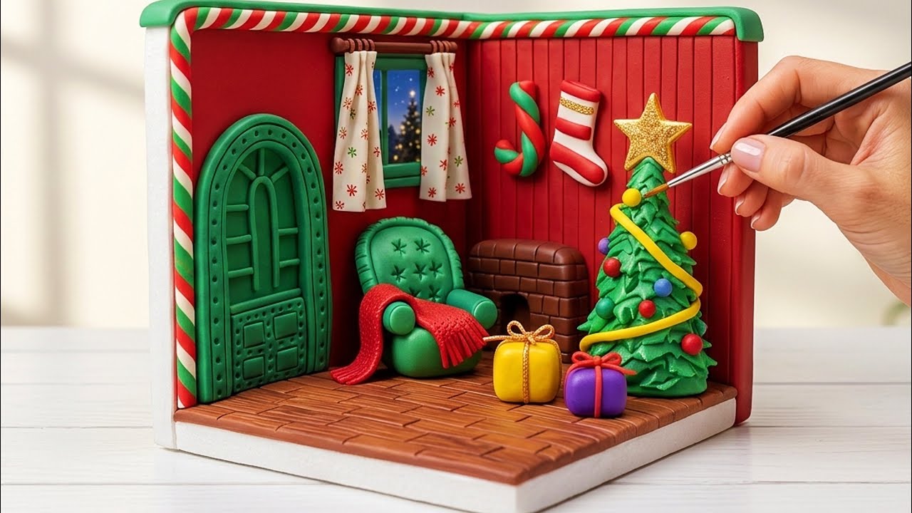 😍I created my dream Christmas house from clay, and it turned out unbelievably cute🎄🏡