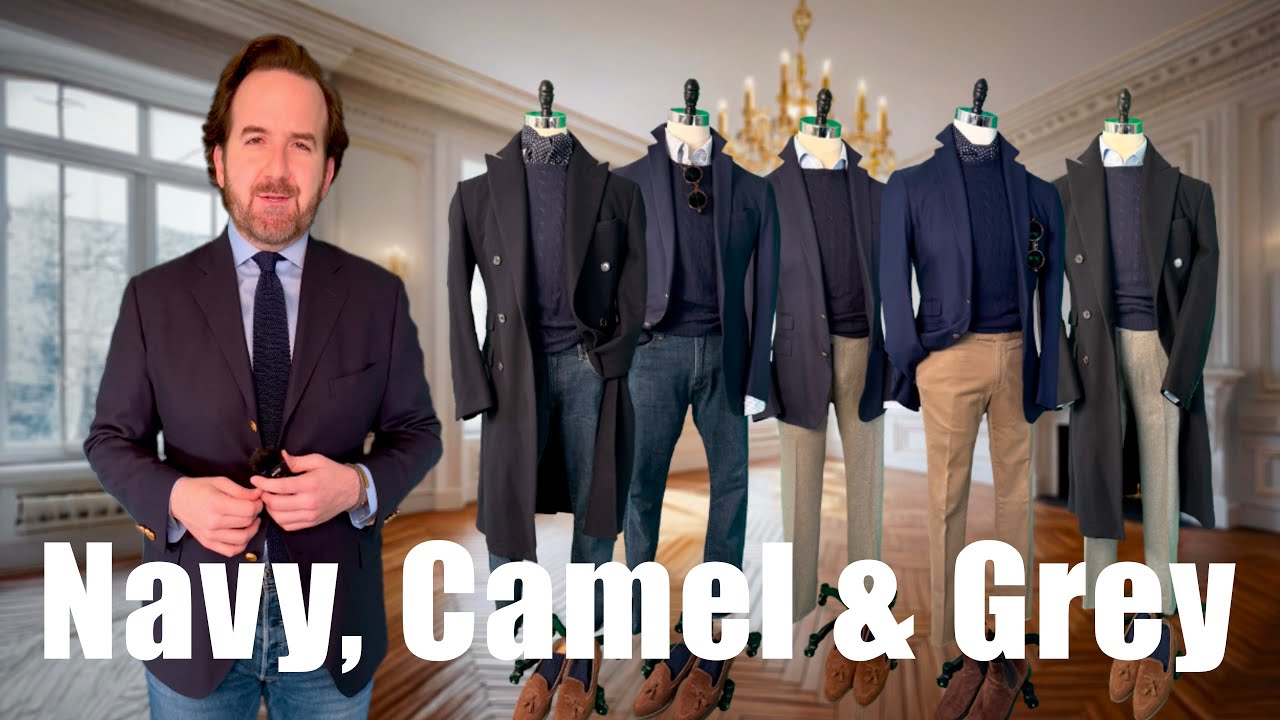 How to Wear Navy, Camel & Grey