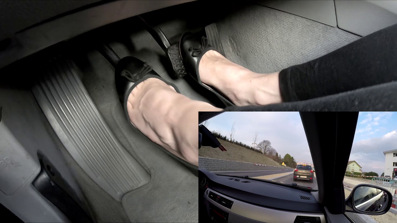 Driving & dangling with my flat shoes + view on the road