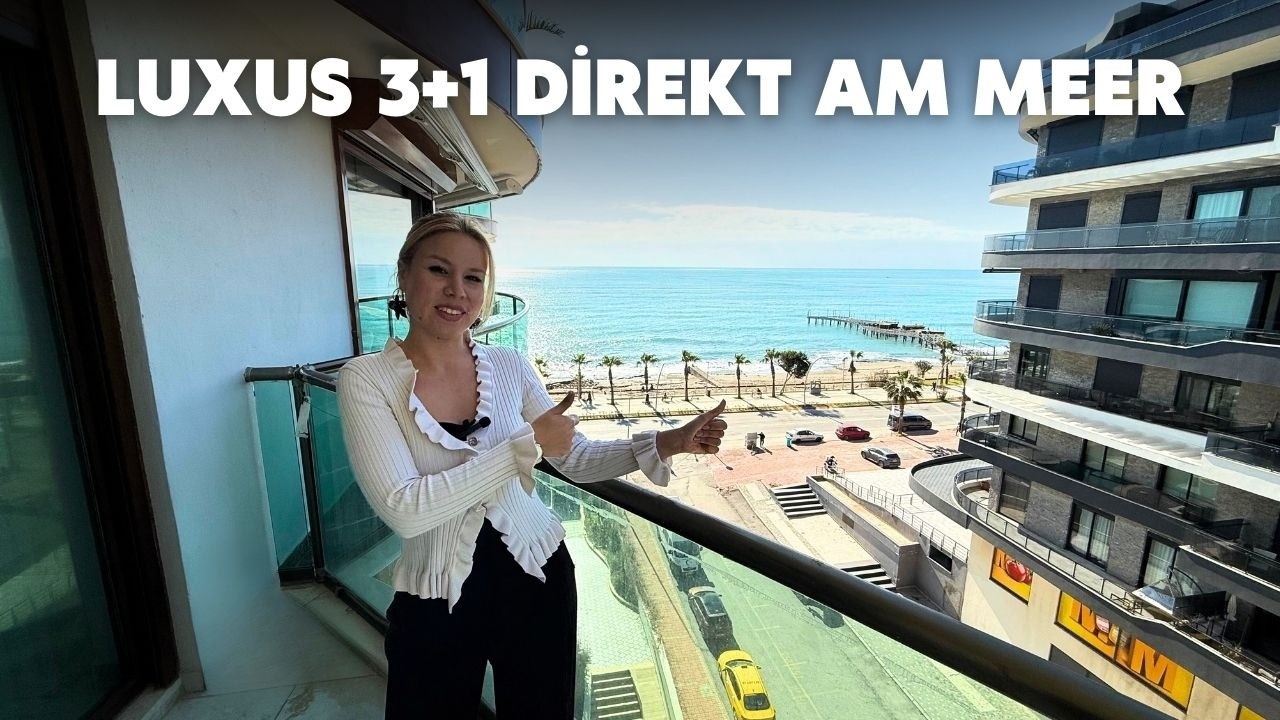 🌊 Luxus 3+1 direkt am Meer | 165 m² | Privatstrand | Alanya Tosmur