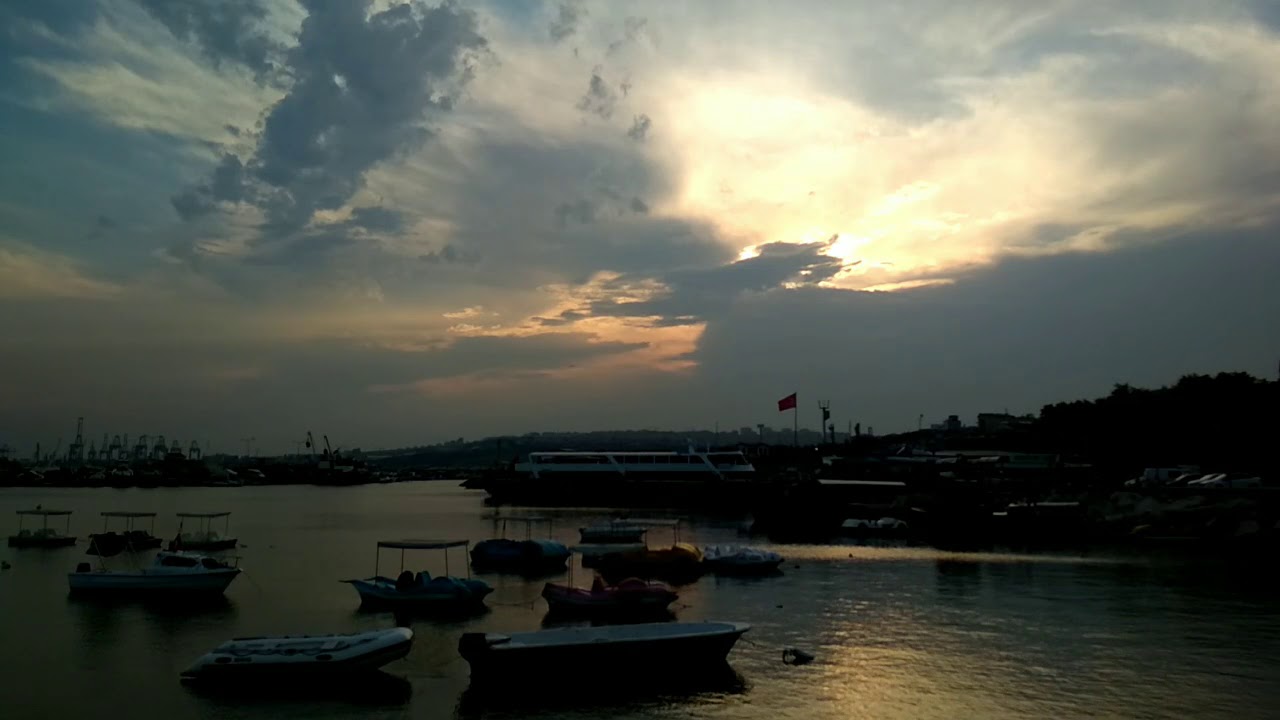 Beautiful sunset's view with beautiful piano song , enjoy watching
