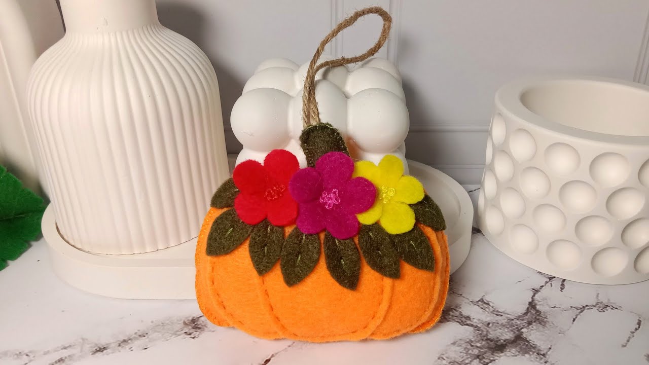 DIY TUTORIAL KAIN FLANEL || CARA MUDAH MEMBUAT GANTUNGAN LABU DARI FLANEL || FELT PUMPKINS KEY CHAIN