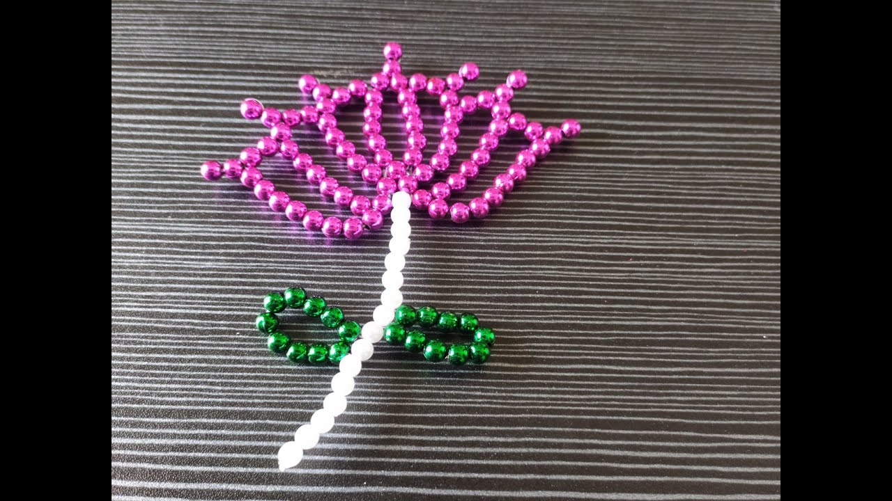 Beaded Lotus | चैत्रांगण रांगोळी मधील मोत्याने विणलेले कमळ #ChaitranganRangoli #DIY#