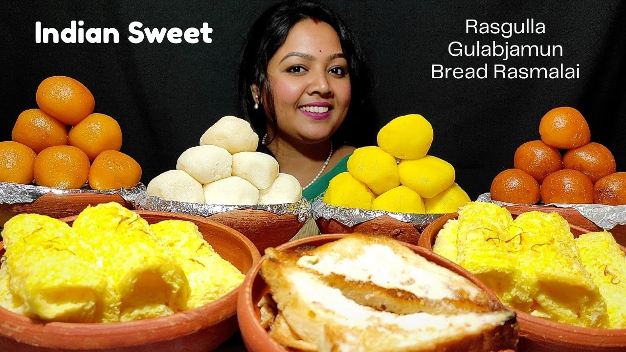 indian Sweet Eating | Rasgulla, Gulabjamun, Kamlabhog, Bread Rasmalai