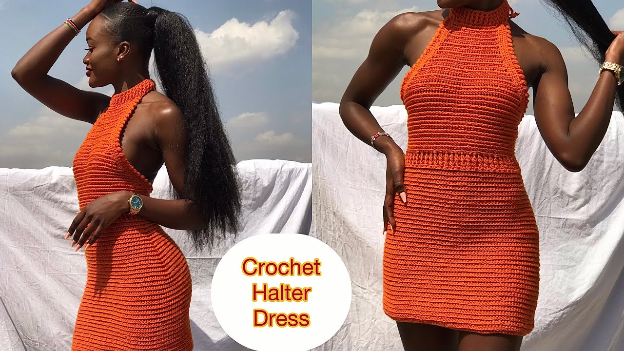 Crochet Ribbed Halter  Dress   #crochetdress