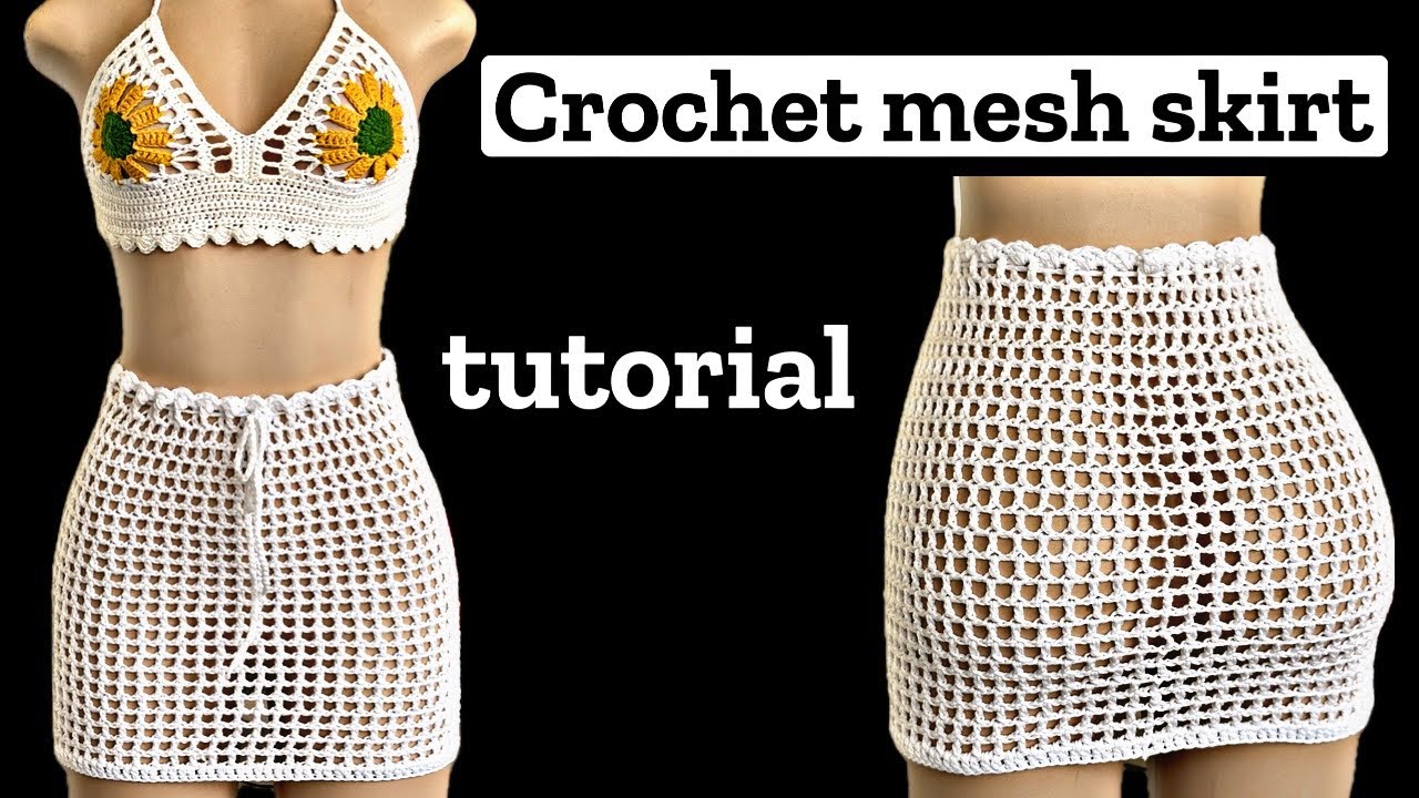 Quick and easy Crochet mini mesh skirt tutorial