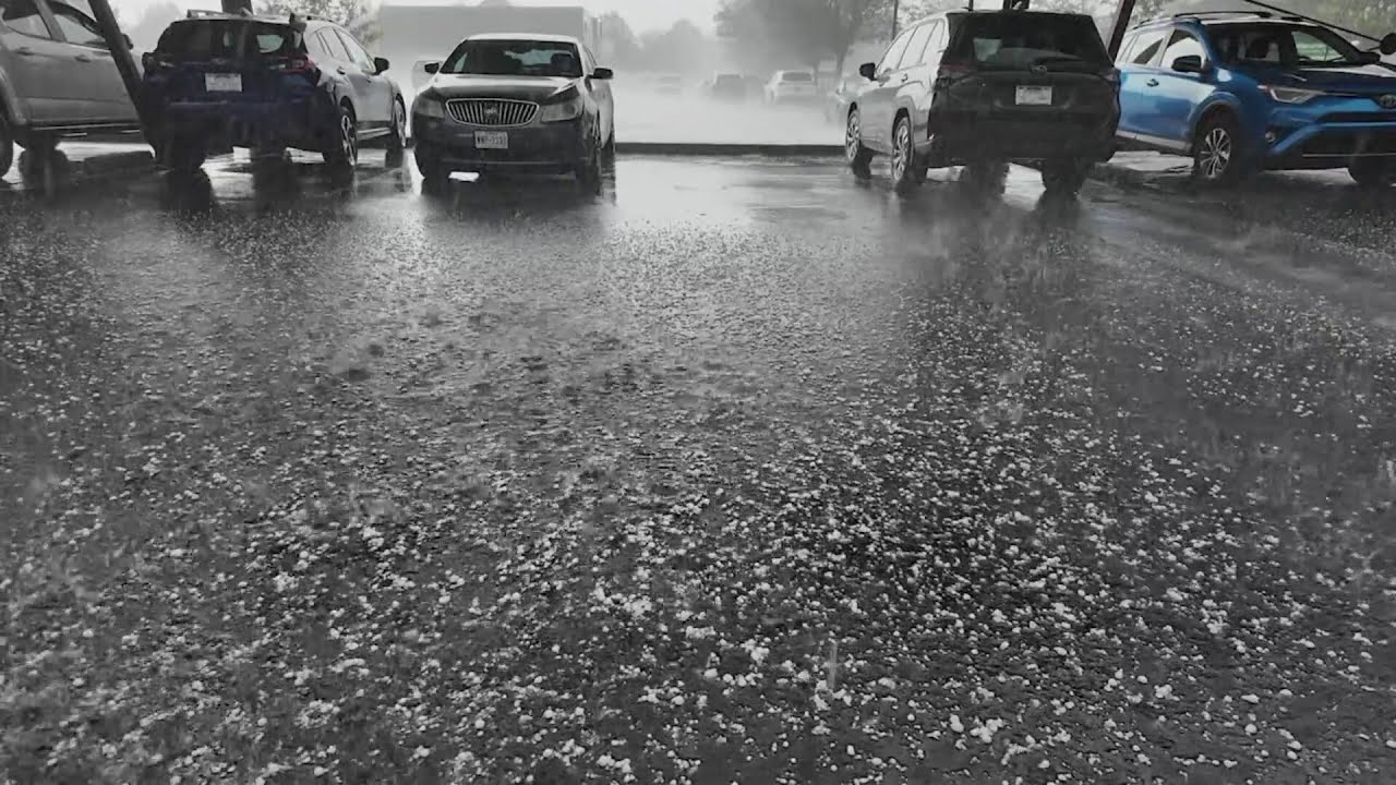 Hail crashes down in Denver on severe weather Monday
