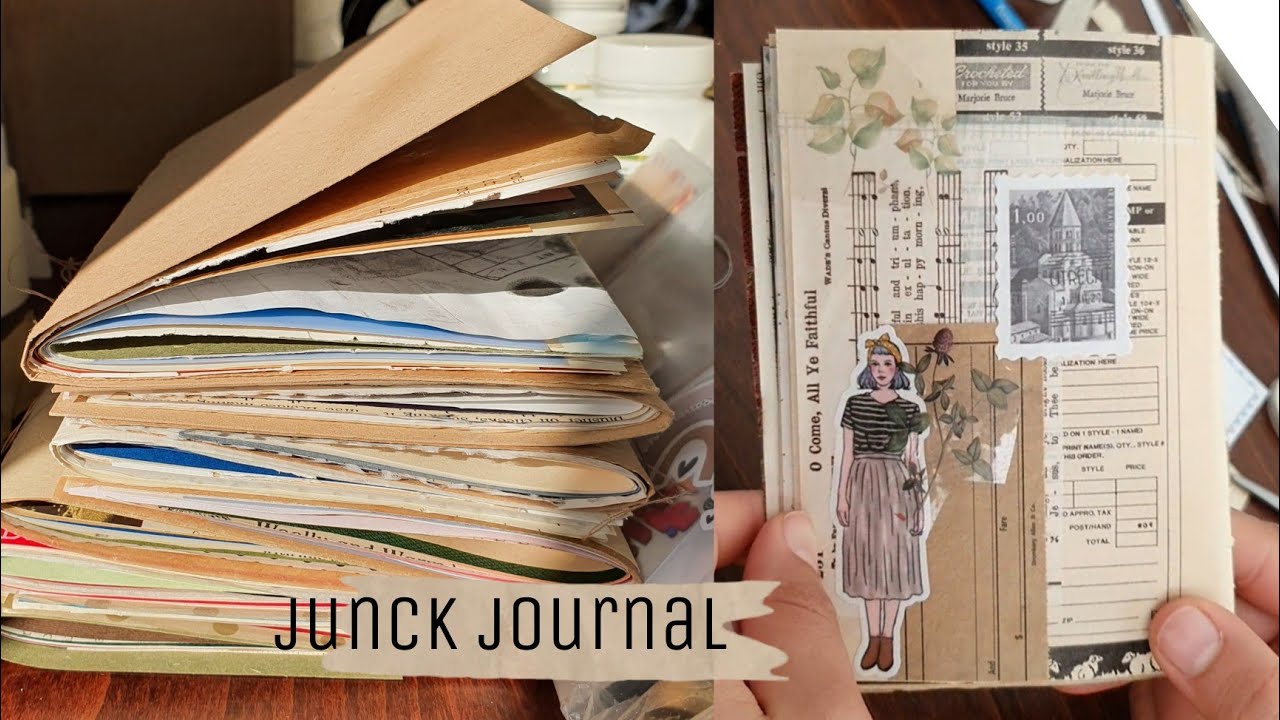 كيف عملت دفتر جورنال ؟ شوفو تنسيقات الصفحات اللي عملتها فيه | junk journal + journal art with me ⭐