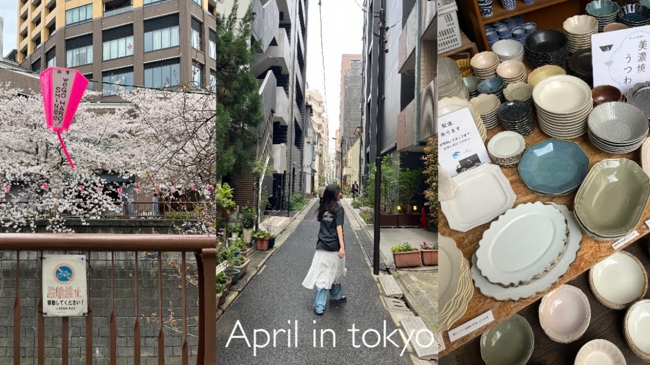 tokyo vlog • 도쿄여행인데 이제 가족여행인 .. ˗ˋˏ❤︎ˎˊ˗ (벚꽃, 빈티지샵, 킷사텐, 그릇구경 •••)