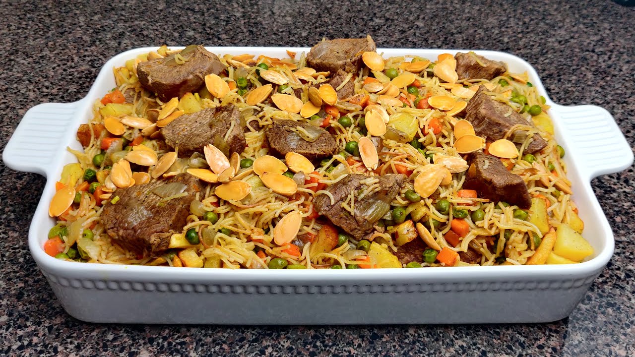 برياني بشرائح اللحم وخلطة الخضار_ طبق فخم بطريقة مبسطة