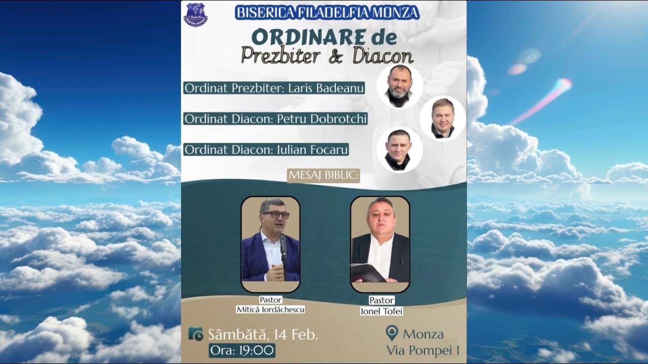 Ordinare de Prezbiter si Diacon in Biserica Filadelfia Monza  14/02/2026