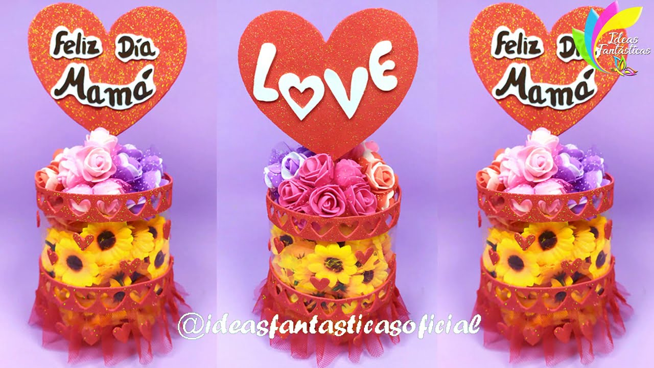 😍IDEA FÁCIL con BOTELLA PLÁSTICA y GOMA EVA para REGALAR en el DÍA de la MADRE - Ideas Fantásticas