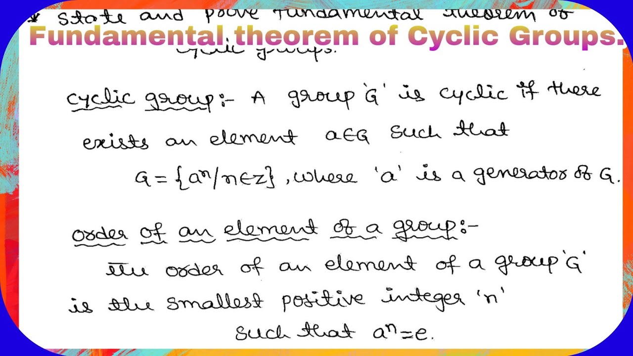 #Fundamental theorem of Cyclic Groups || Algebra || OU