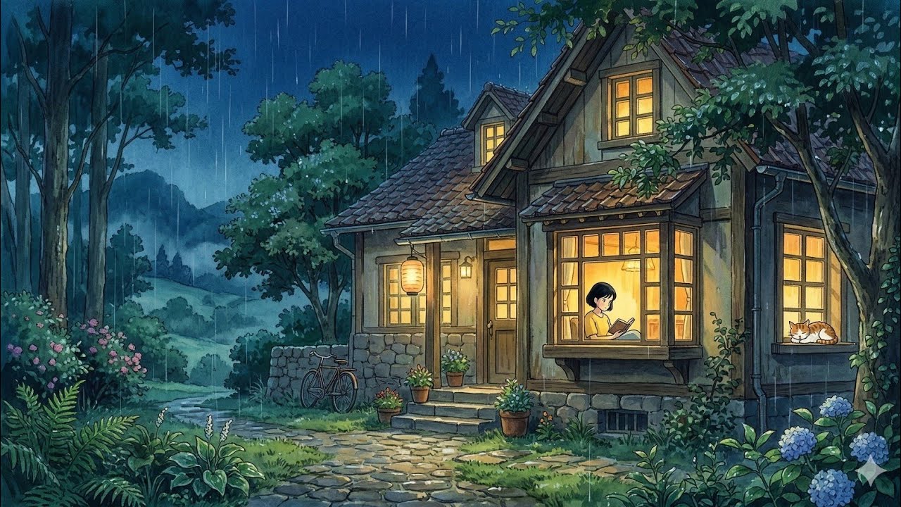 A Simple Rainy day in a village | Ghibli Style Video|