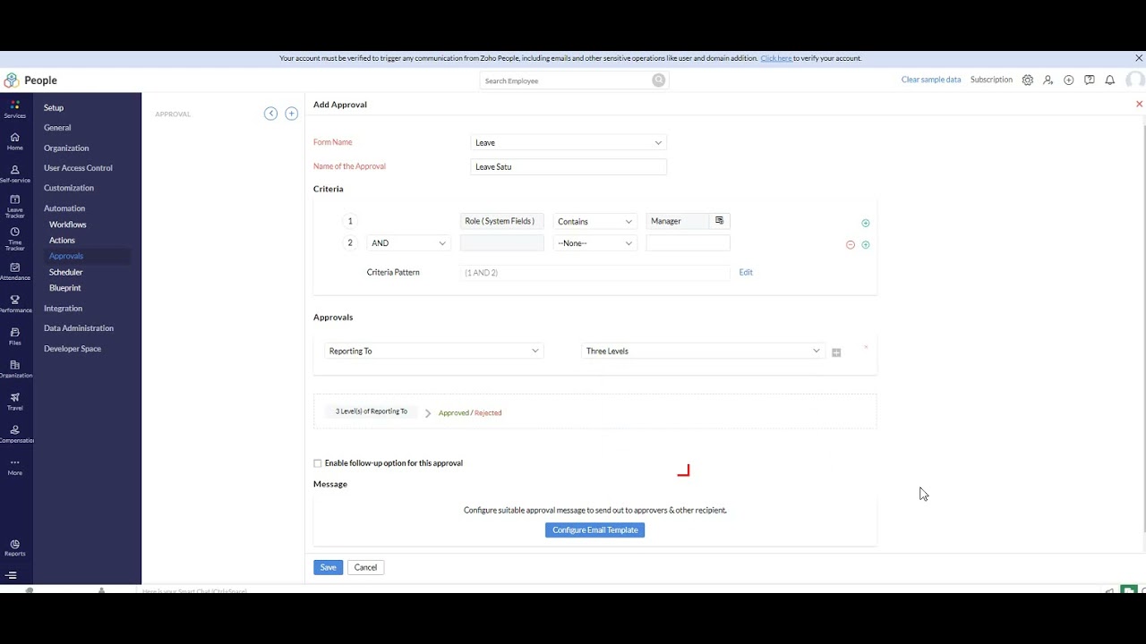 Zoho People Create Approval Automation