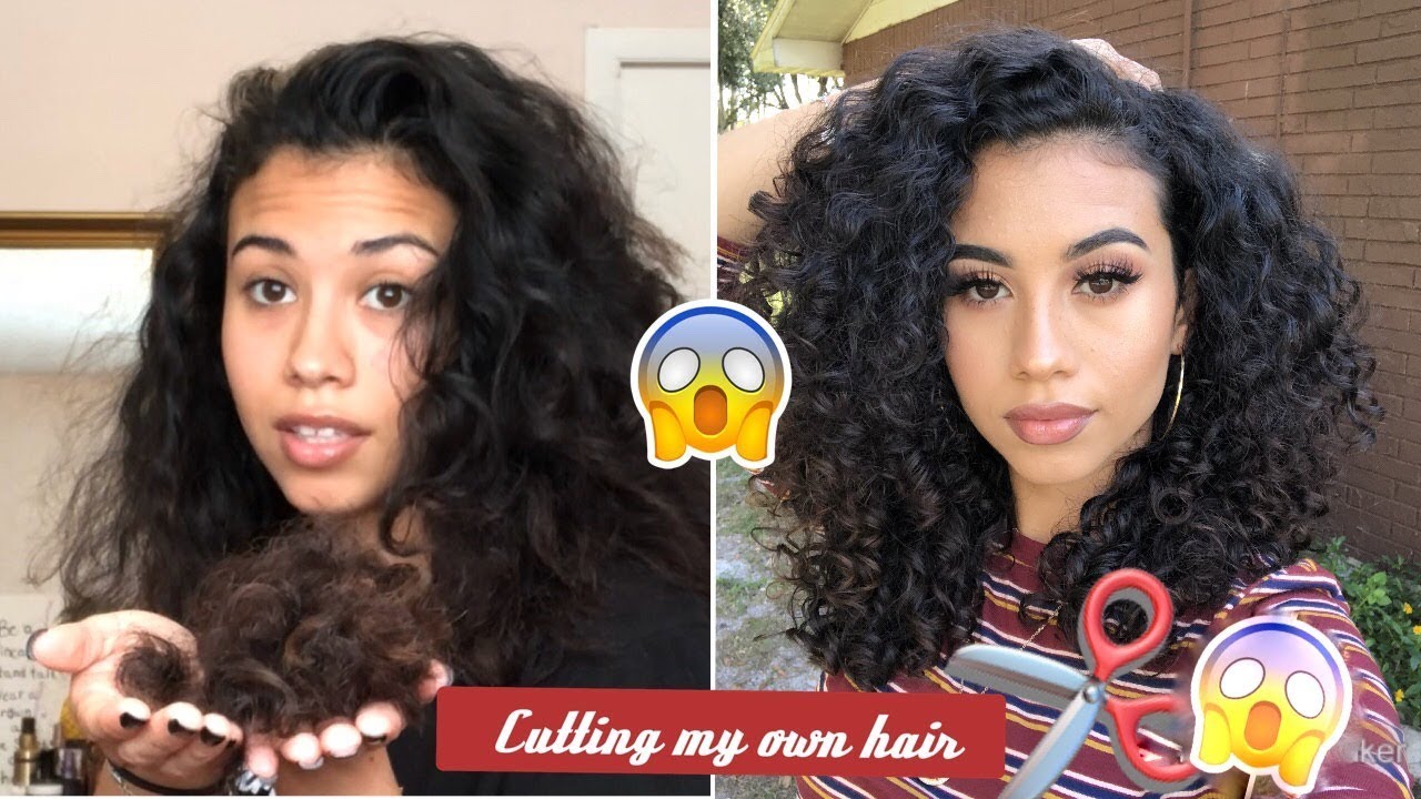 How I Trim My Own Hair and Layers/ For Volume (Curly Hair)