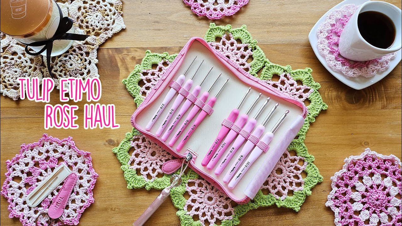 [ENG SUB] New too haul~ Tulip Etimo Rose Crochet Hook Set - Review de Juego de Ganchillo Etimo